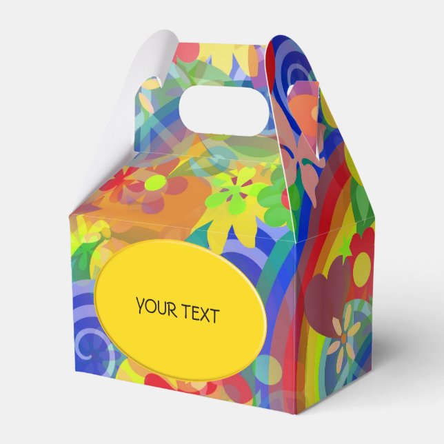 Pattern - flower power + your text favor box (Front Side)