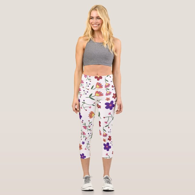 pattern flowers- capri leggings (Front)