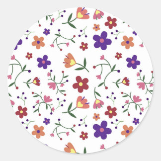 pattern flowers- classic round sticker