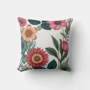 Pattern Flowers Throw Pillow