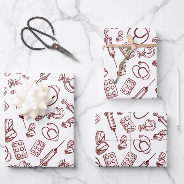 Pattern for medical Professions Wrapping Paper Sheet (Front)