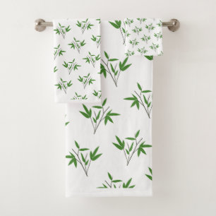 Pattern from bamboo twigs bath towel set