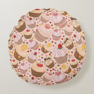 Pattern from celebratory cupcakes round pillow