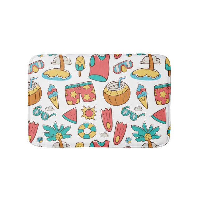pattern funny summer beach vacation   bath mat (Front)