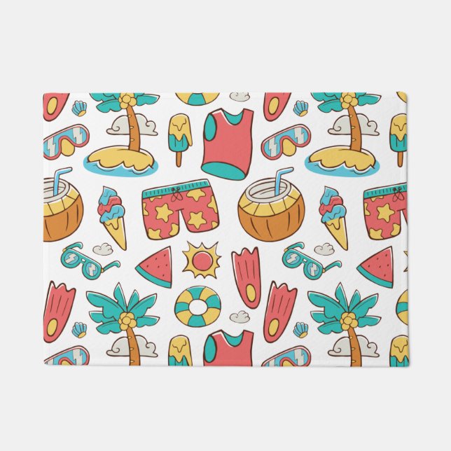 pattern funny summer beach vacation  doormat (Front)
