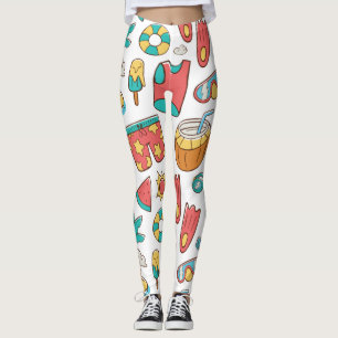 pattern funny summer beach vacation leggings