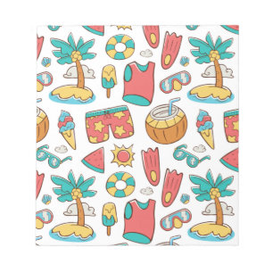 pattern funny summer beach vacation notepad