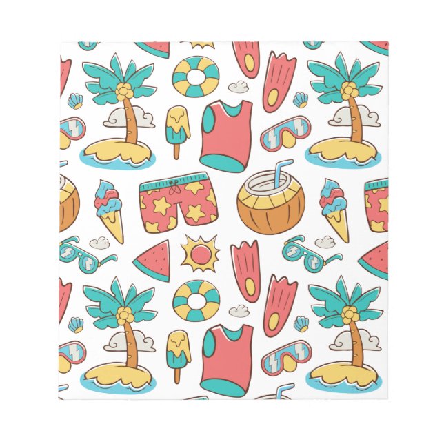 pattern funny summer beach vacation  notepad (Front)