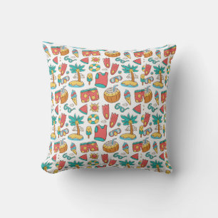 pattern funny summer beach vacation     throw pillow