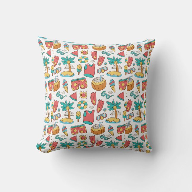 pattern funny summer beach vacation     throw pillow (Front)