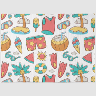 pattern funny summer beach vacation tissue paper