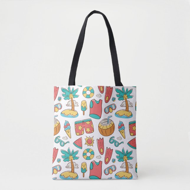 pattern funny summer beach vacation  tote bag (Front)