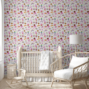 Pattern Funny Unicorn Decor-Magic Rainbow      Wallpaper