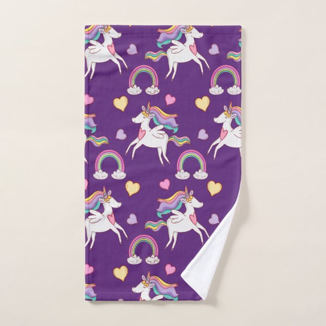 Pattern Funny Unicorn Magic Horse Cute    Hand Towel (Hand Towel)