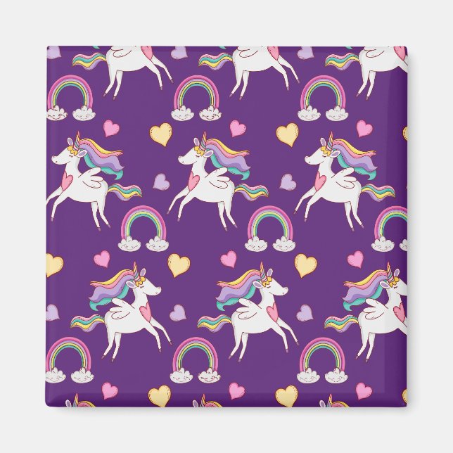 Pattern Funny Unicorn Magic Horse Cute Magnet (Front)
