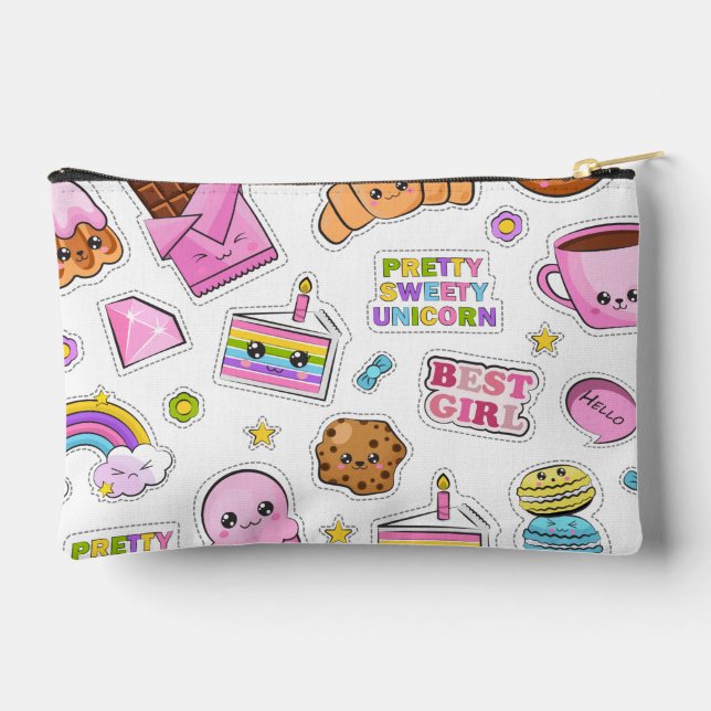 Pattern Funny Unicorn Magic Rainbow Cute      Accessory Pouch (Back)