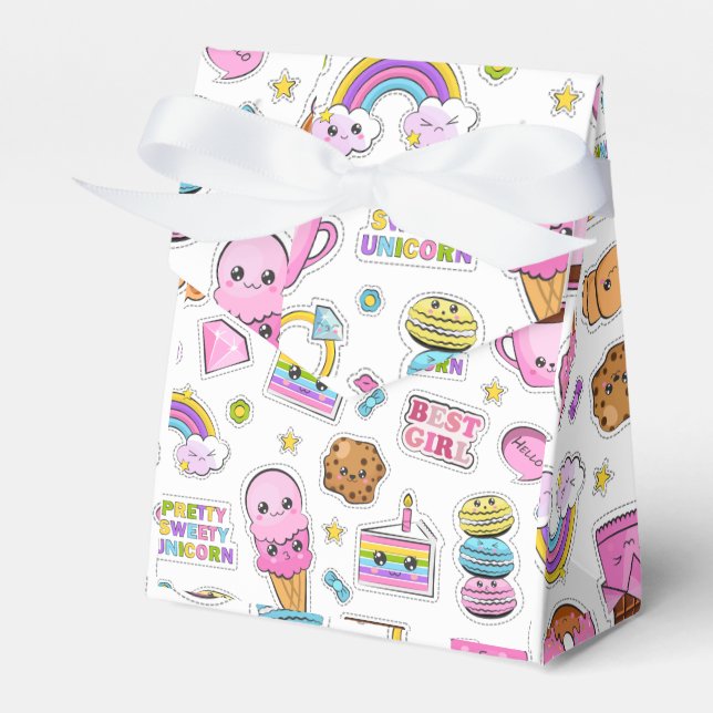 Pattern Funny Unicorn Magic Rainbow Cute     Favor Box (Front Side)