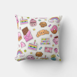 Pattern Funny Unicorn Magic Rainbow Cute   Throw Pillow