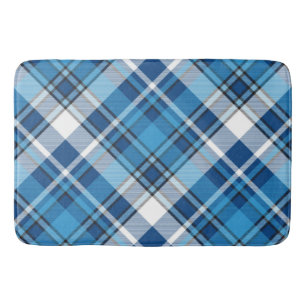 Pattern Geometric Vintage Trendy Blue Bath Mat