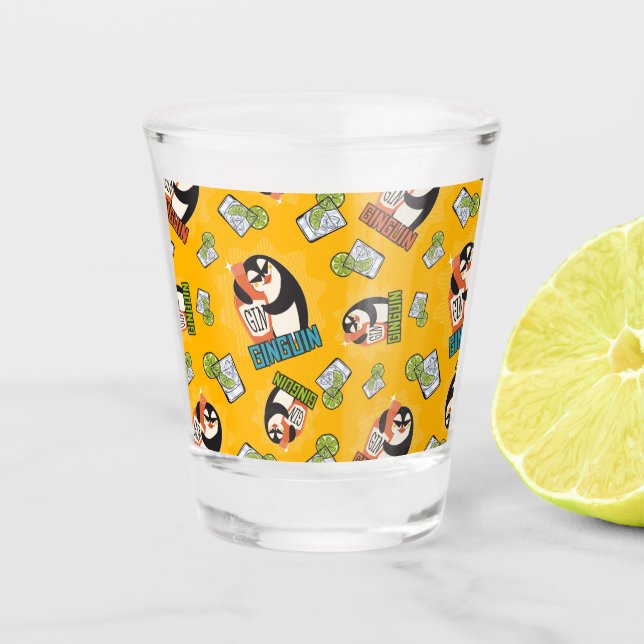 Pattern gin, ginguin penguin gift for gin fans shot glass (Front)