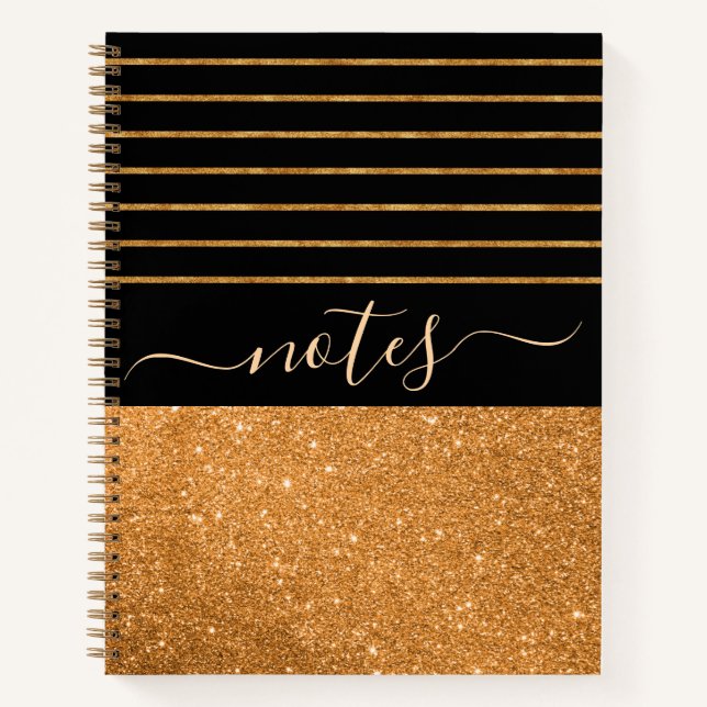 Pattern gold- black stripes Notebook (Front)