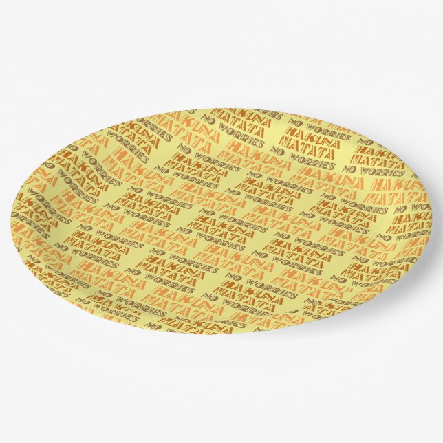 Pattern Hakuna Matata, No Worries in Swahili Paper Paper Plate (Angled)