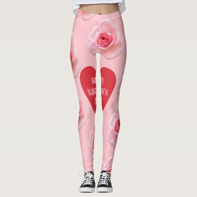 Pattern Happy Valentine`s Day 2024 Background     Leggings (Front)