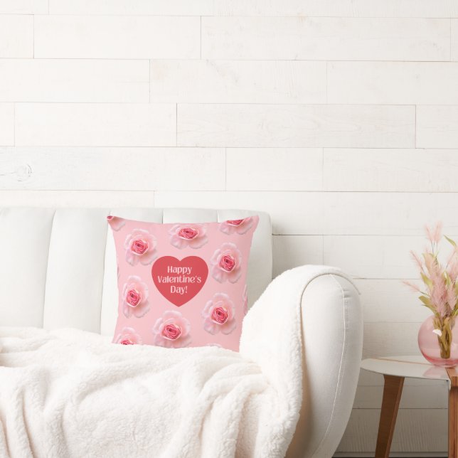 Pattern Happy Valentine`s Day 2024 Background      Throw Pillow (Couch)