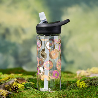 Pattern Heart Donuts Valentines Pink Water Bottle