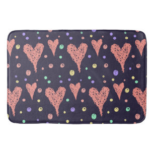 Pattern Hearts Colorful Girly Modern Cute   Bath Mat