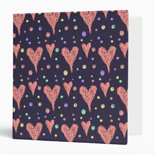Pattern Hearts Colourful Girly Modern Cute Binder