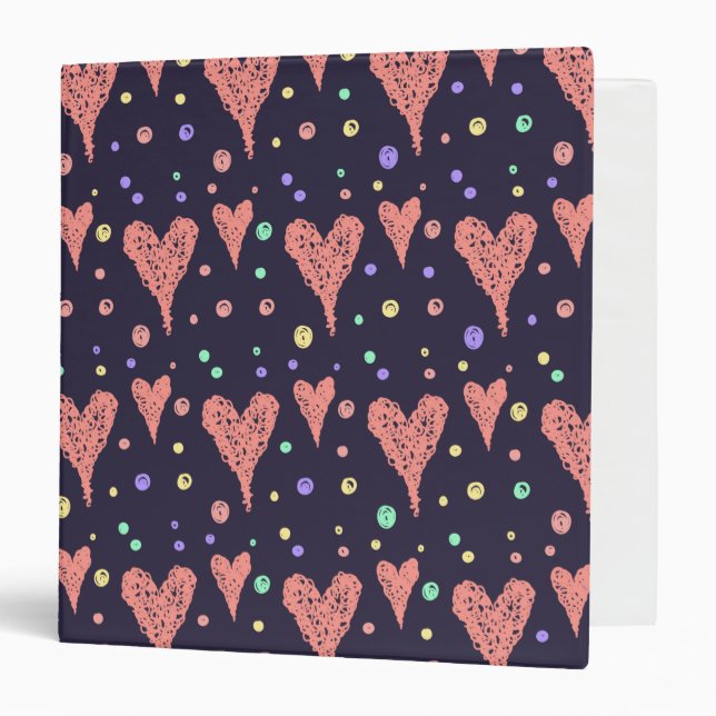 Pattern Hearts Colourful Girly Modern Cute     Binder (Front/Inside)