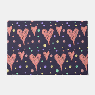 Pattern Hearts Colourful Girly Modern Cute  Doormat