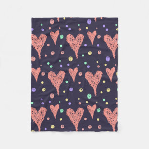Pattern Hearts Colourful Girly Modern Cute       Fleece Blanket