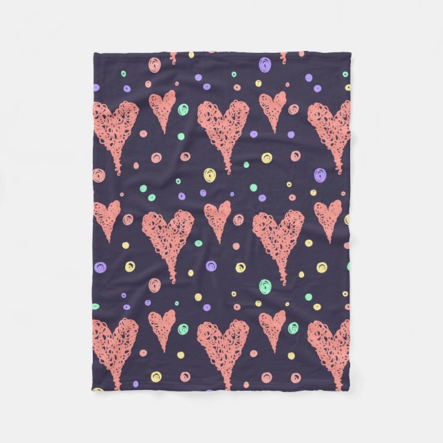 Pattern Hearts Colourful Girly Modern Cute       Fleece Blanket (Front)