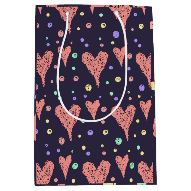 Pattern Hearts Colourful Girly Modern Cute      Medium Gift Bag (Front)