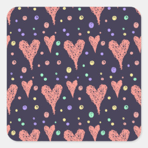 Pattern Hearts Colourful Girly Modern Cute  Square Sticker