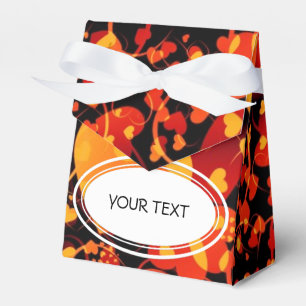 Pattern - Hearts for love black orange + your text Favor Box