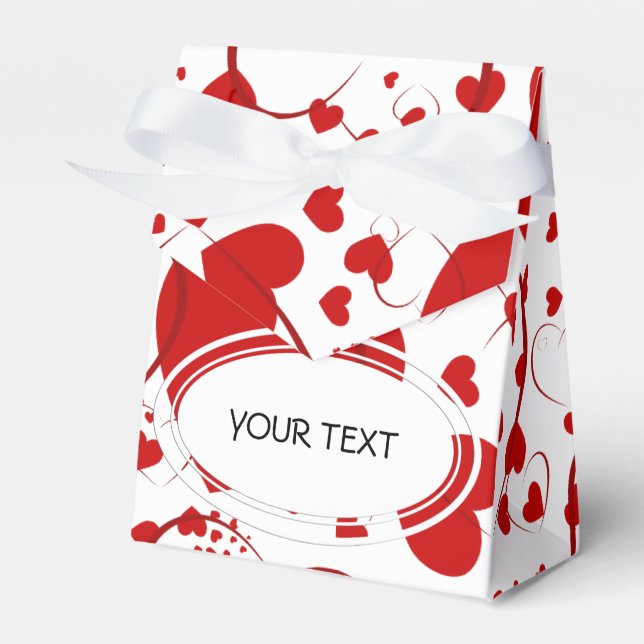 Pattern - Hearts for love red + your colour & text Favor Box (Front Side)