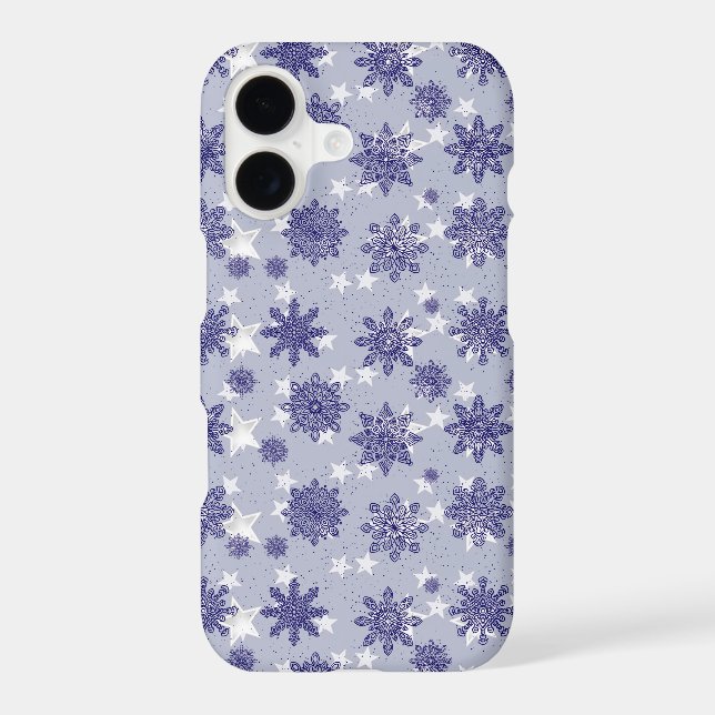 Pattern Holiday Blue Snowflake Winter Chic (Back)