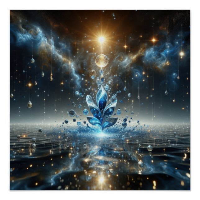 Pattern In Pure Clean Water Bubbles On A Blue Lake Poster (Front)