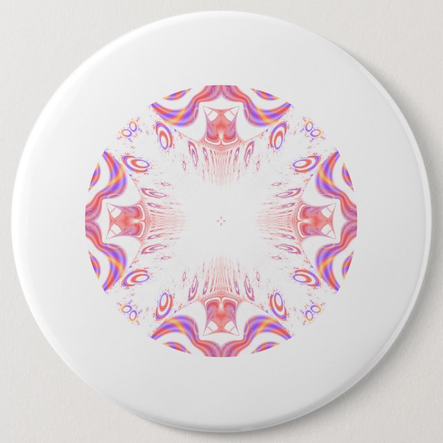 Pattern in Red, Orange and Purple. 6 Inch Round Button (Front)
