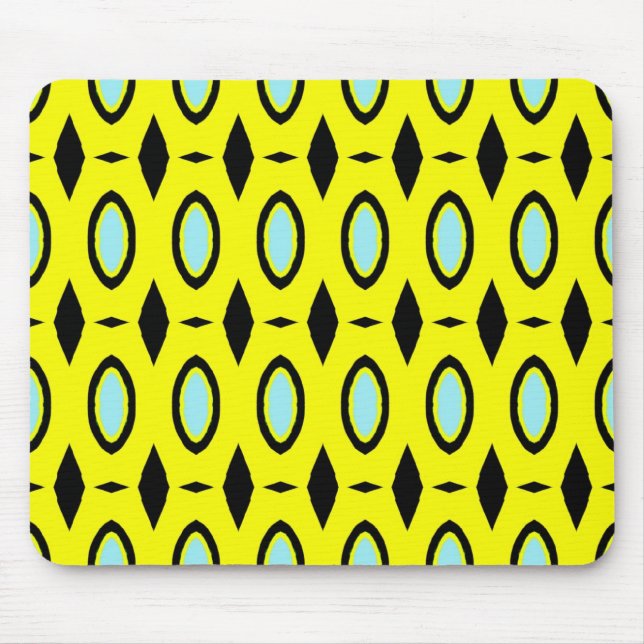Pattern in Yellow, Blue and Black Mouse Pad (Front)