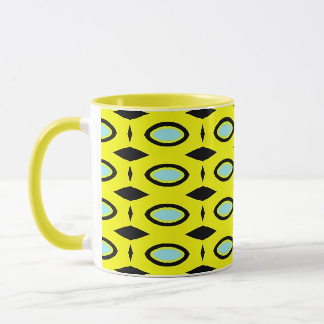 Pattern in Yellow, Blue and Black Mug (Left)