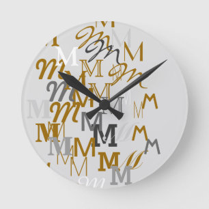 pattern initial name round clock