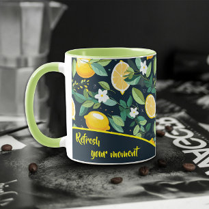 Pattern Lemon Citrus Fruit Leaves Coffee Mug