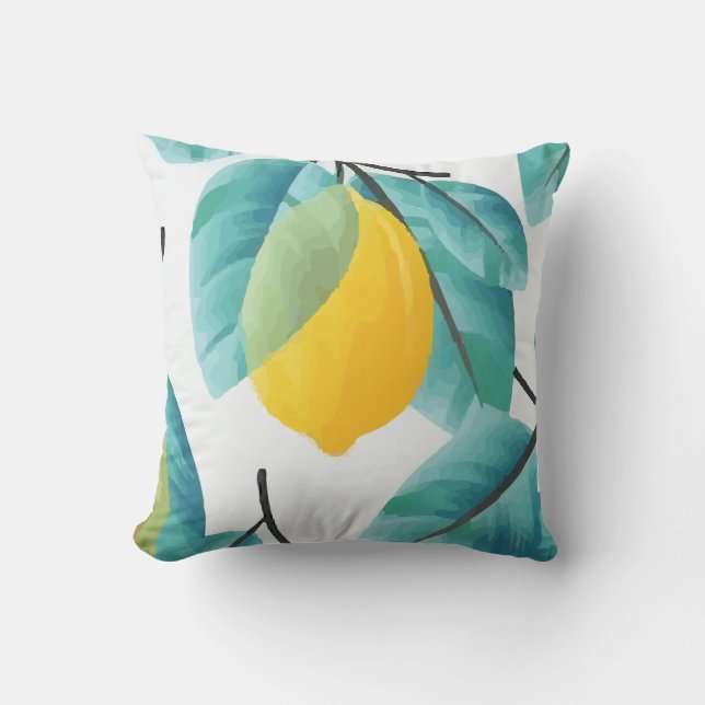 Pattern Lemon Fruit Throw Pillow (Front)