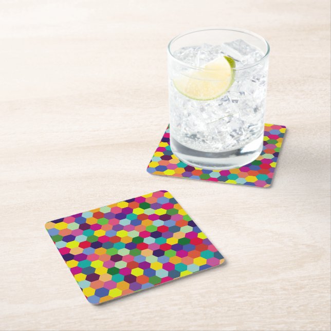 Pattern Modern Colourful- Fashion spring hipster   Square Paper Coaster (Insitu)