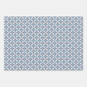 Pattern Modern Geometric simple blue white Wrapping Paper Sheet