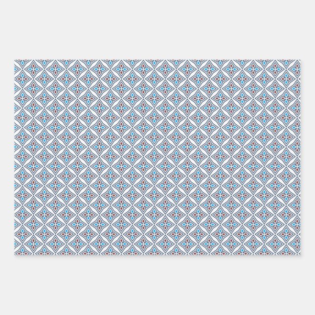 Pattern Modern Geometric simple  blue white Wrapping Paper Sheet (Front)